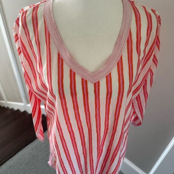 Gretchen Scott Coral and Pink Striped Cover Up. - Picture 3 of 4